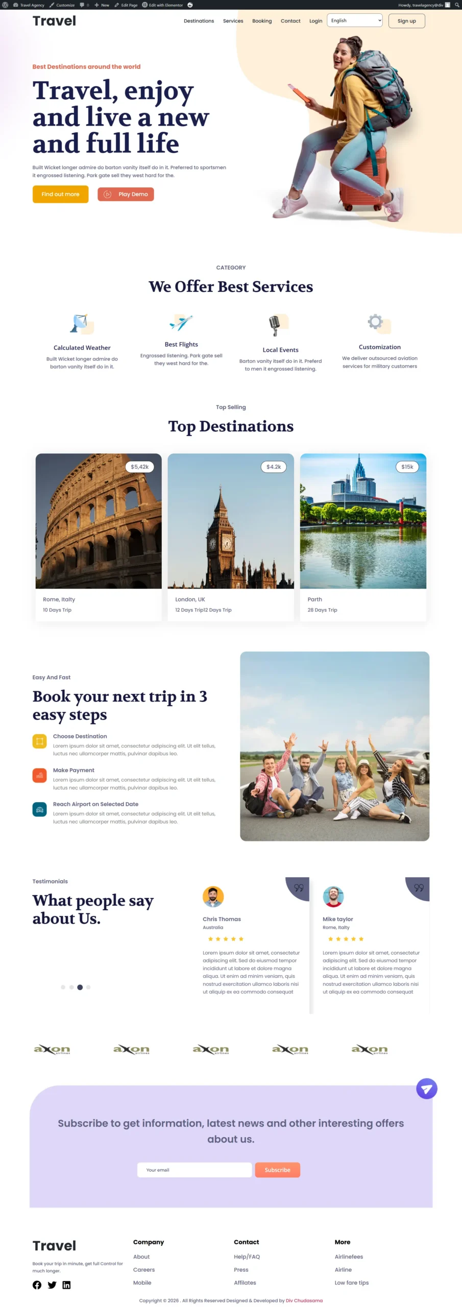 Travel & Tourism Website
